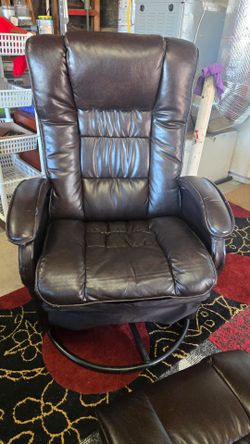 Leather sliding chair with footstool