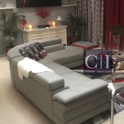 New Gray Sectional Sofa Couch 