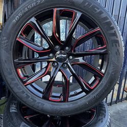 SET OF FOUR 22” CHEVY GMC WHEELS AND TIRES