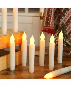 24 Packs Flameless Taper Candles Battery Operated Candlestickes Electric LED Candles Flickering Christmas Candlesticks Warm Yellow Light Party Home De