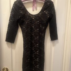 Black Lace Dress For Day Into Evening - Size P/S