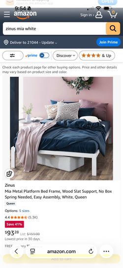 Queen Matress and Zinus Platform Bed Frame