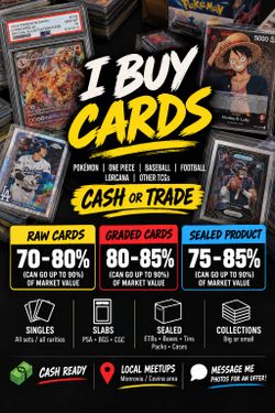 I Buy Pokémon, One Piece, Lorcana, Baseball & Football Cards