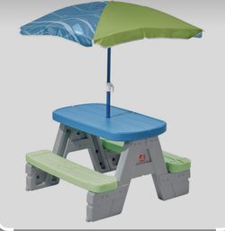 2 Step Picnic Table And Umbrella