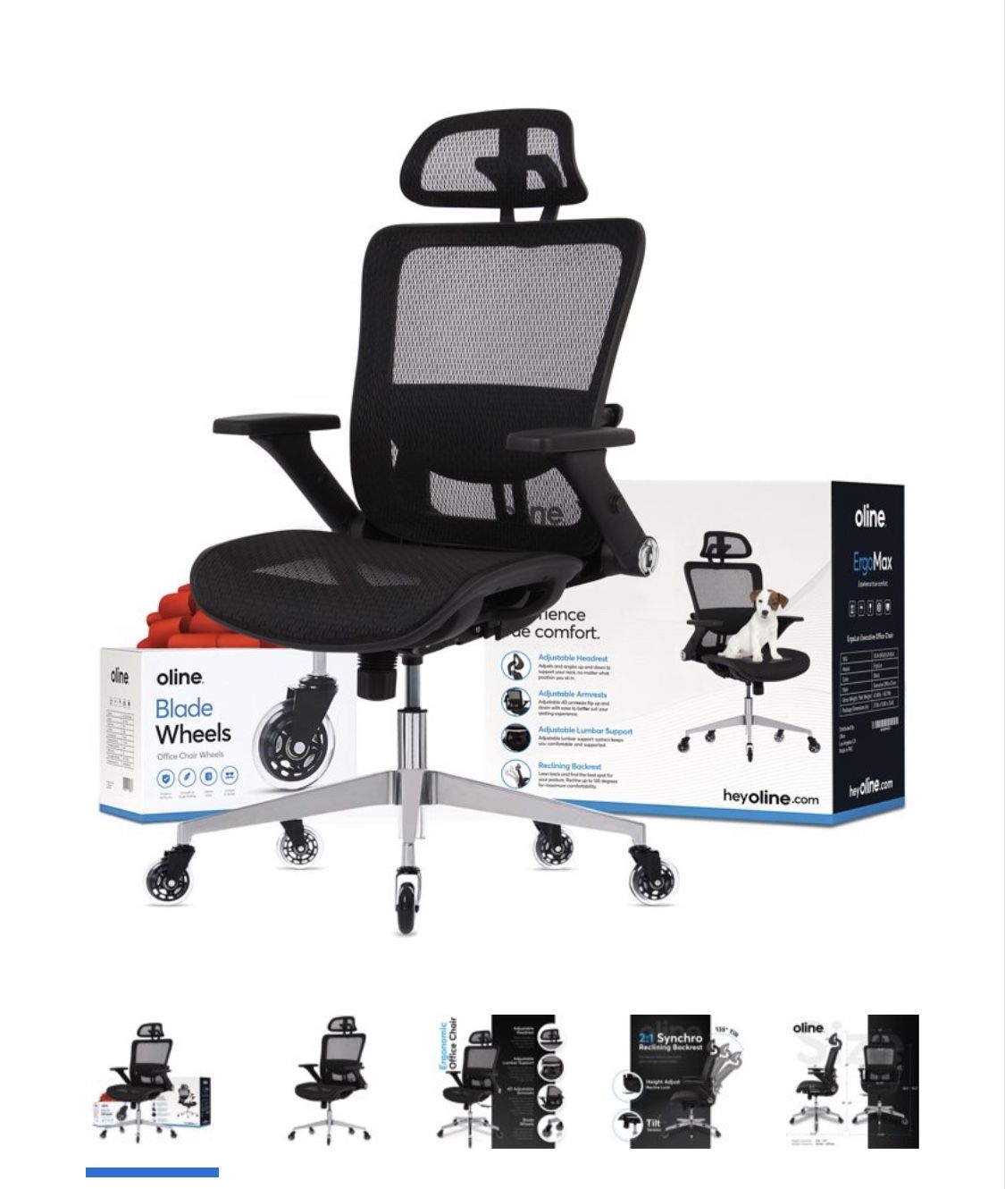 Oline ErgoMax Ergonomic Adjustable Office Chair w/ Lumbar Support