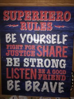 Superhero rules canvas picture 16x20