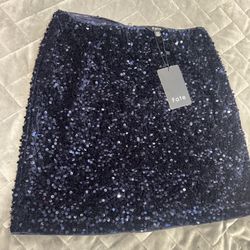 BRAND NEW Navy Blue Sequin Pencil Mini Skirt 