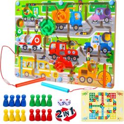 Brandnew Wooden Christmas Games Magnetic Maze Board, Magnetic Puzzle Game Board, Learning & Education Toys, Magnetic Maze Travel Toys for Kids