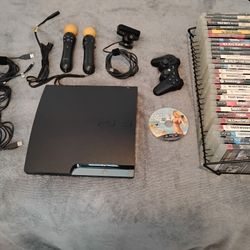 Sony PlayStation 3 PS3 Slim Move Bundle + 29 Games