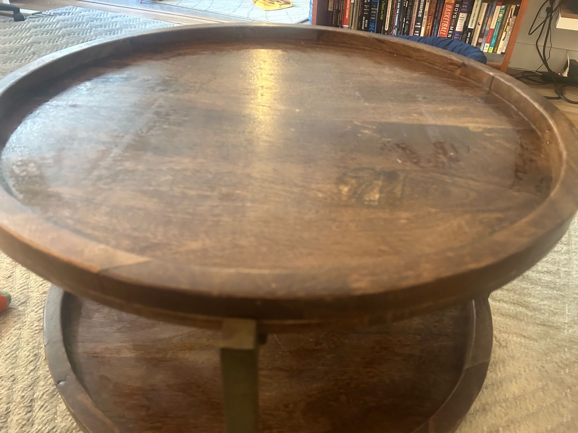 COFFEE TABLE — Rustic, Round, Wooden, Pottery Barn