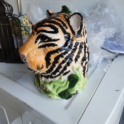 Antique Bangle Tiger Cookjar 