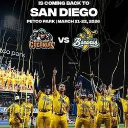 2 Tickets Coconuts Vs Savannah Bananas Petco Park Mar 21st 2026
