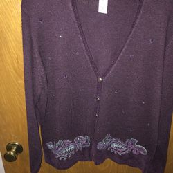 Plum Colored Cardigan Sweater
