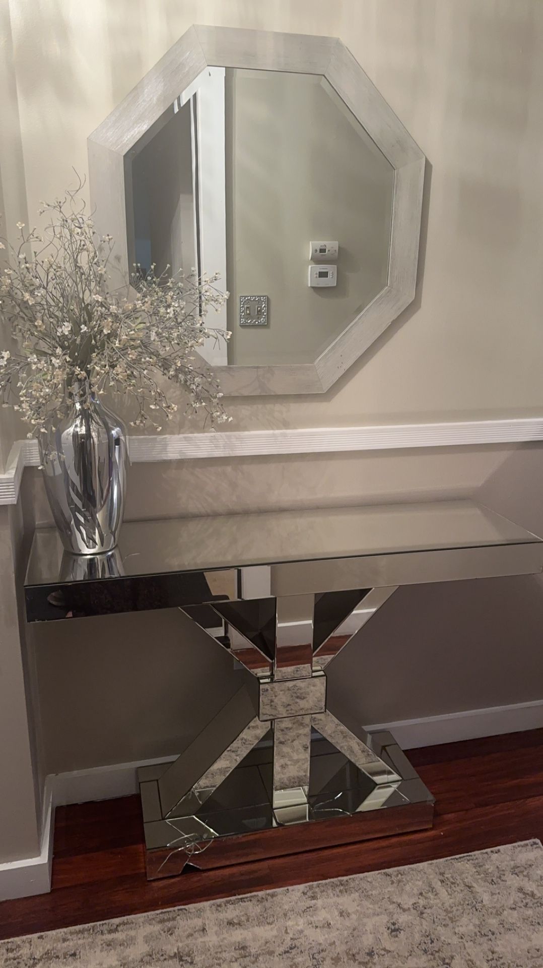 Mirror Entry Glass Table