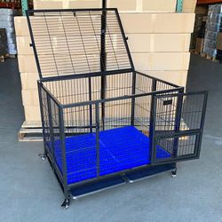 (NEW) $180 Large Heavy-Duty Dog Crate 41”x31”x34” Single-Door Folding Cage Kennel w/ Plastic Tray
