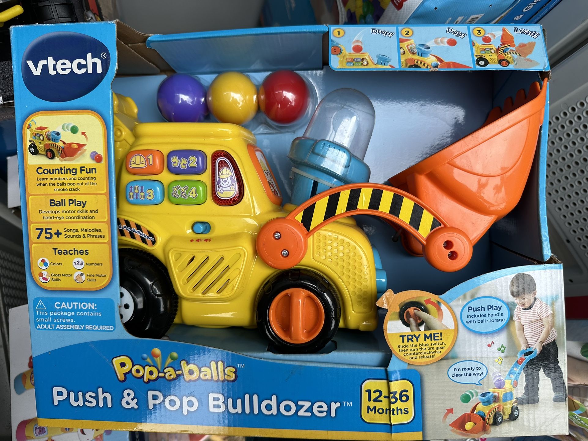 VTech, Pop-a-Balls, Push and Pop Bulldozer, Toddler Learning Toy