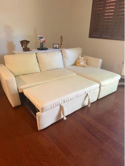 IKEA FRIHETEN Sleeper Sectional Sofa with Chaise  L 92” W 60” H 32”