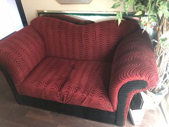 set of 2 red couches / loveseats