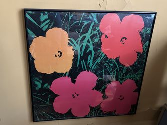 Large Framed floral Print, about 22x30”