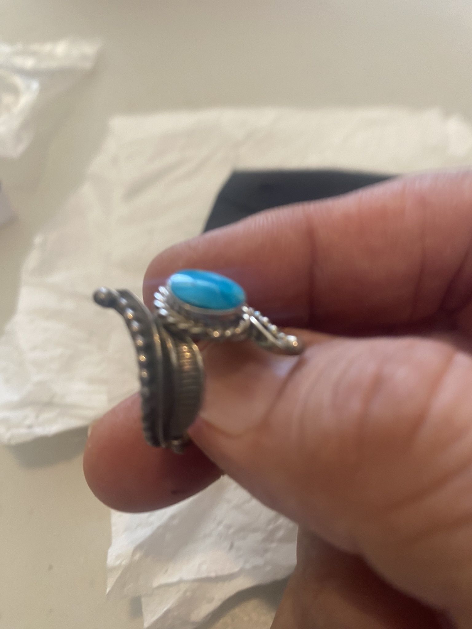 Curled Turquoise Ring size 7