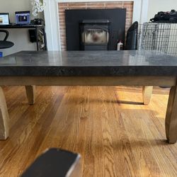 Real Marble Coffee Table – Heavy Solid Stone Top – Modern