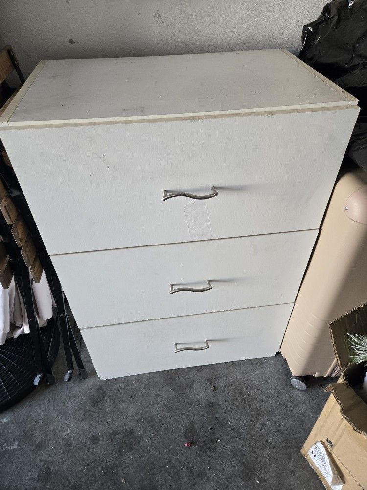 White 3 Drawer Dresser - As Is