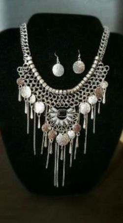 Tibetan silver Necklace Earrings Set