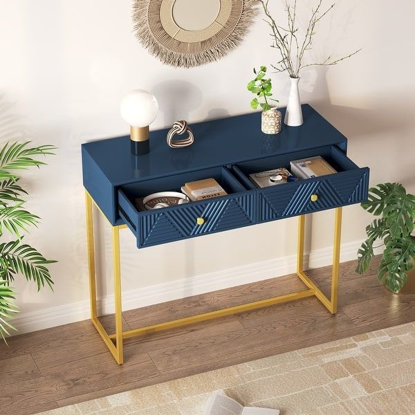 Navy ModernLuxe Console Table Entryway Table Modern Sleek Console Table with Storage [NEW] **Assembly Req** 