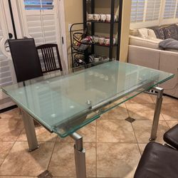 Glass Dining Table with 5 Chairs 