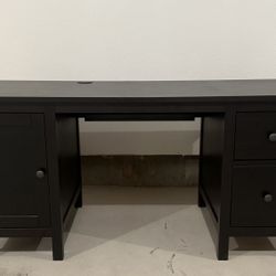 IKEA HEMNES Brown Wood Desk with Drawers & Cabinet