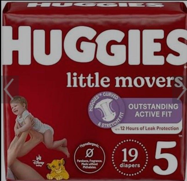 Huggies Little Movers Diapers, Size 5 (19 Count) – Secure Fit & Leak Protection