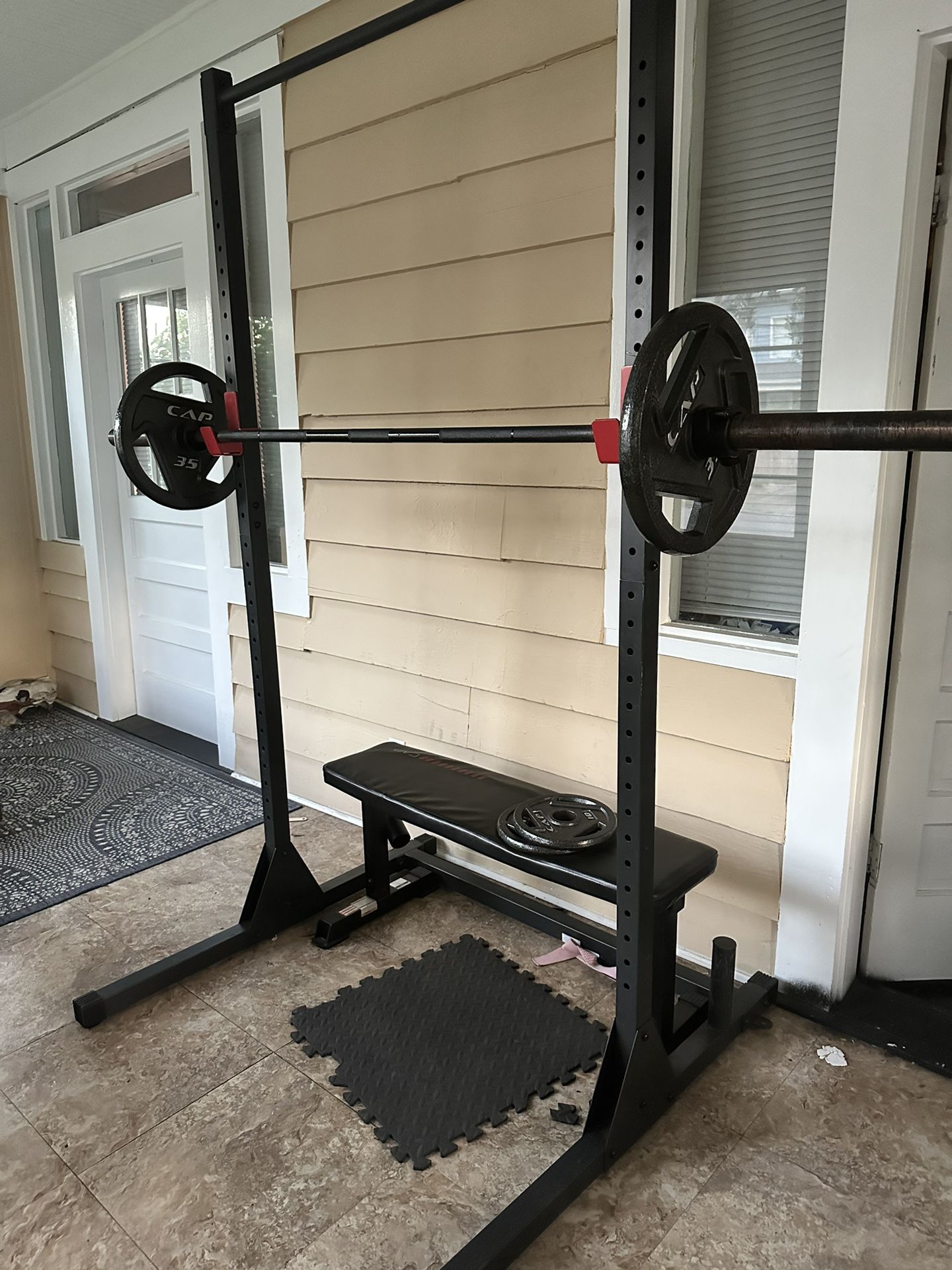 Squat Rack With Bench & Barbell