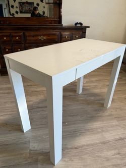 White Parsons Desk with Drawer