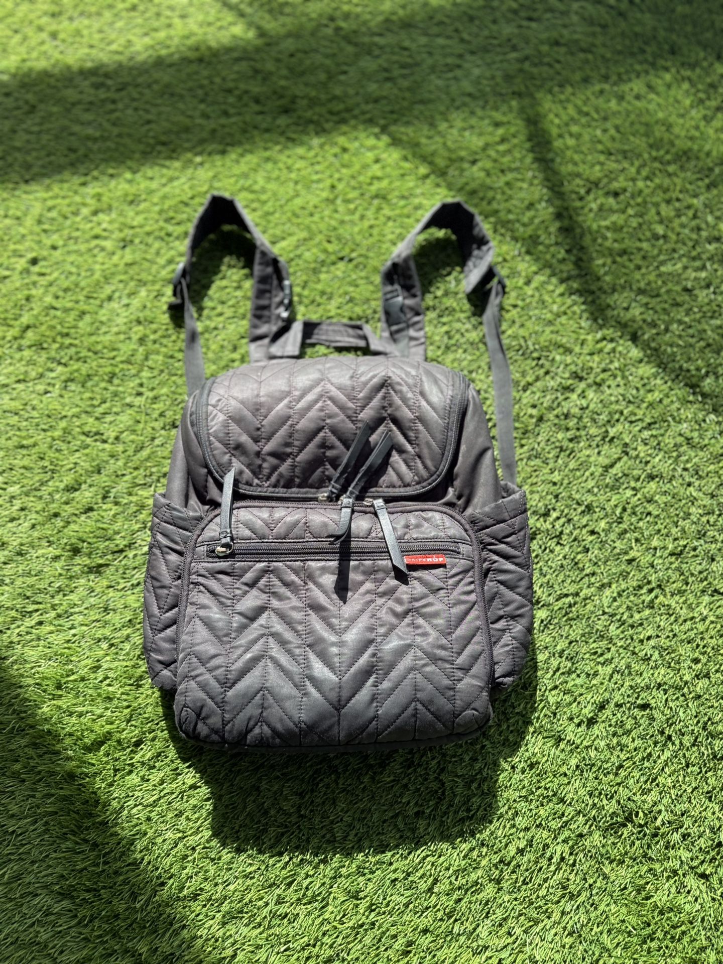 Skip Hop Diaper Bag Backpack: Forma, Multi-Function Baby Travel Bag with Changing Pad & Stroller Attachment, Jet Black