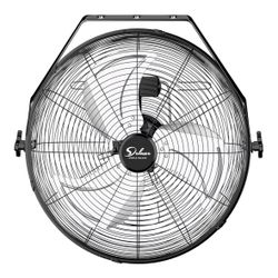 20 Inch High Velocity 3 Speed, Black Wall-Mount Fan