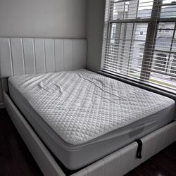 Queen Storage Bed with Lift-Up System + Mattress + Mattress Protector for Sale