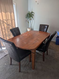 Large Solid Wood Dining Table 6ft + 4 Chairs — $110 OBO