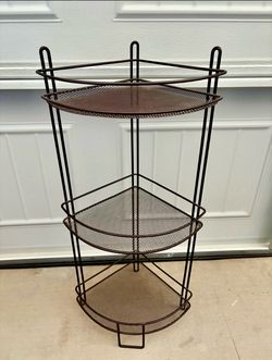 3-Tier Corner Shelf  Metal/Mesh -Dark Brown