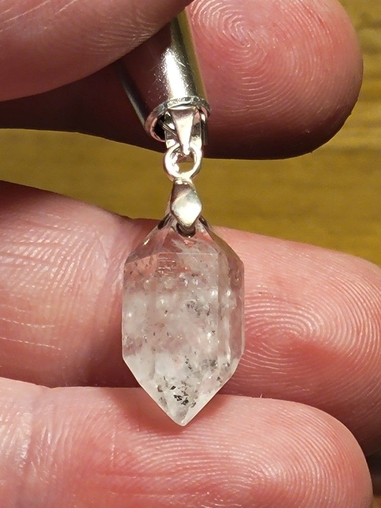 .925 Sterling Silver Herkimer Diamond Crystal Pendant