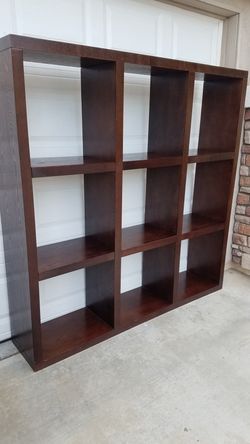 Heavy large wood shelving unit 66.5 by 66.5