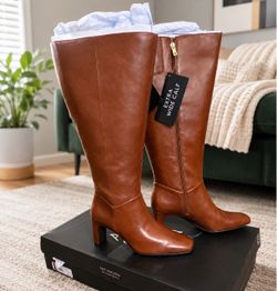 👢 Naturalizer Nona Women’s Brown Leather Knee-High Riding Boots – 9.5W / XW Calf  ✨ Brand New!