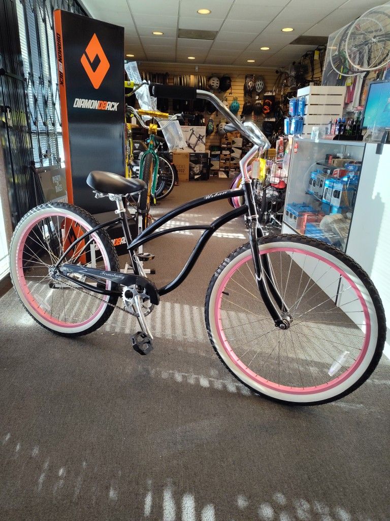 hot new firmstrong urban ladies step thru black pink single speed