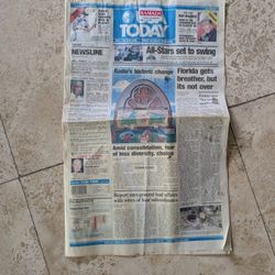 USA TODAY Newspaper From Tuesday July 7th, 1998. Excellent Condition. 7 Pages. A Masterpiece Collectible!
