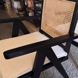 Rattan Linen Chairs (2)