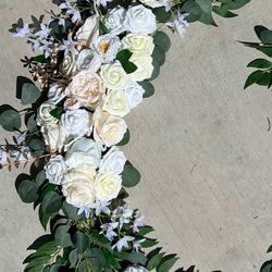2 Arch Garlands (pair) Wedding Artificial Flower Arrangement, White and Ivory Roses, peonies and Eucalyptus 