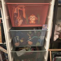 IKEA kids toy storage with bins