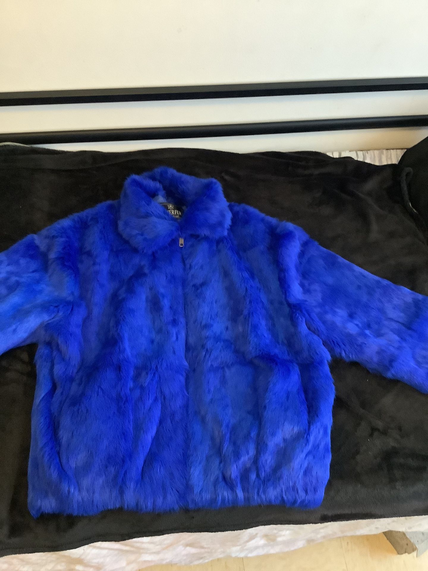 royal blue rabbit fur coat