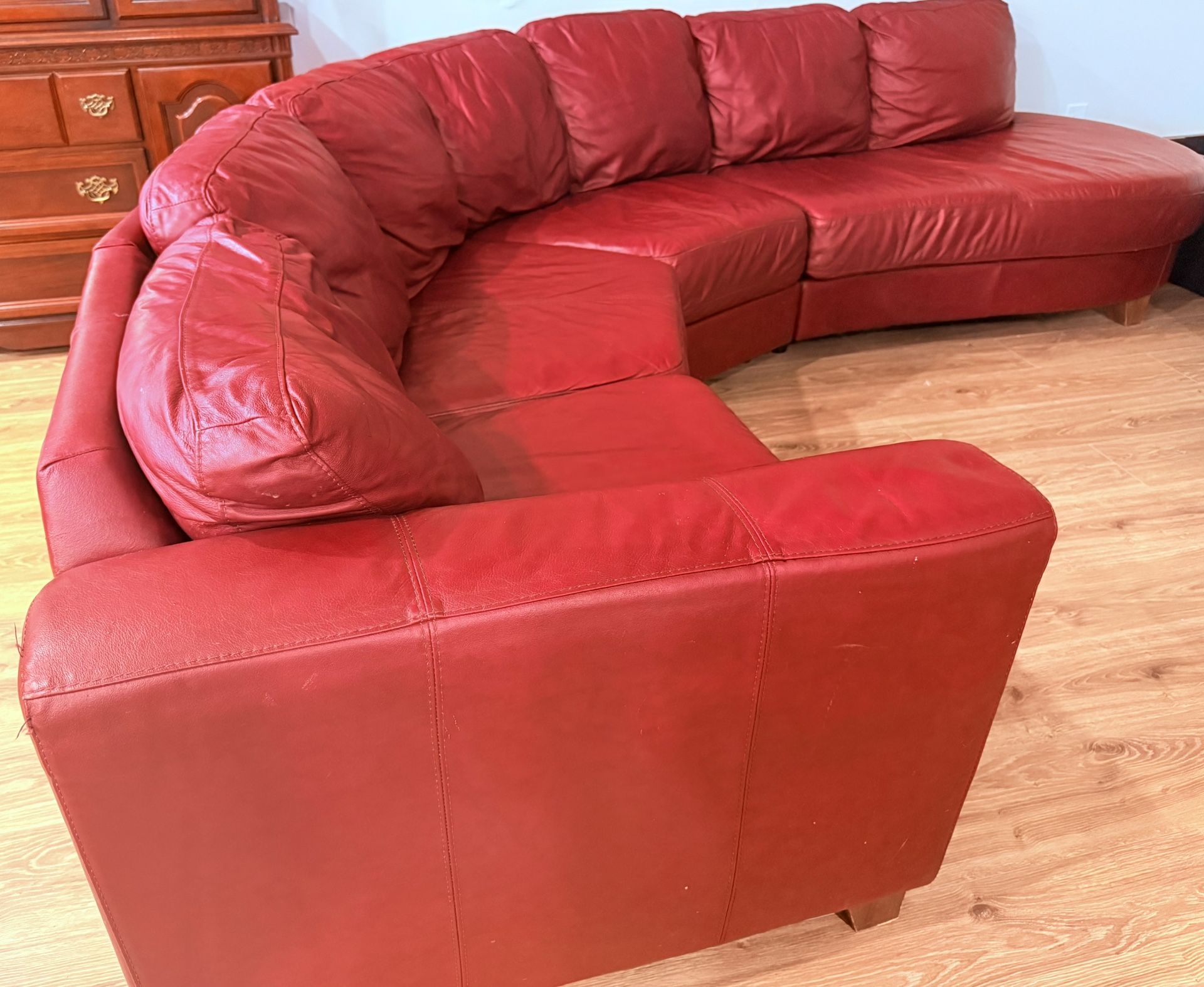 Red Leather Couch  “ W. Schillig Moonshadow Leather Sectional “ Original $4000