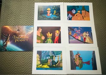 Vintage Walt Disney Store Lithograph Lot - 6 Emperor’s New Groove Prints + Treasure Planet Portfolio Folder