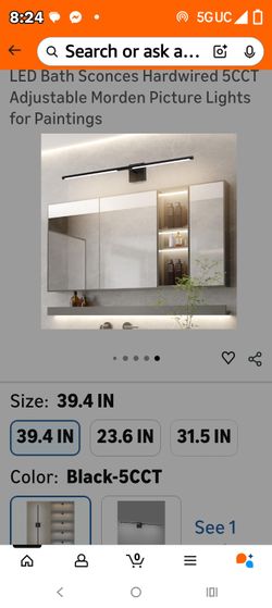 Black Vanity Light Fixture 39.4 Inches